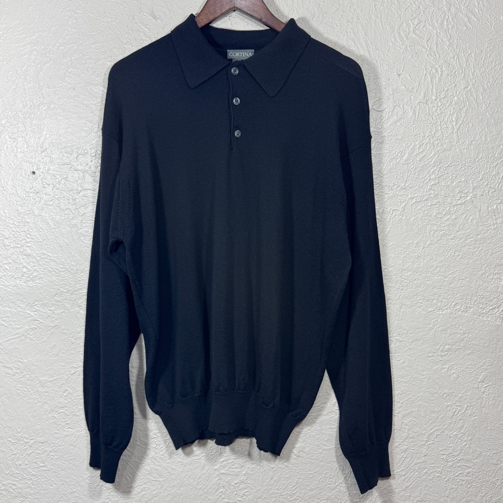 Cortina Italian Merino Wool Sweater XL Vtg 90s Italy Old Money Luxury Ivy Preppy